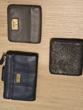 Used Fossil Wallet Trio - Navy, Gray, Black Glitter